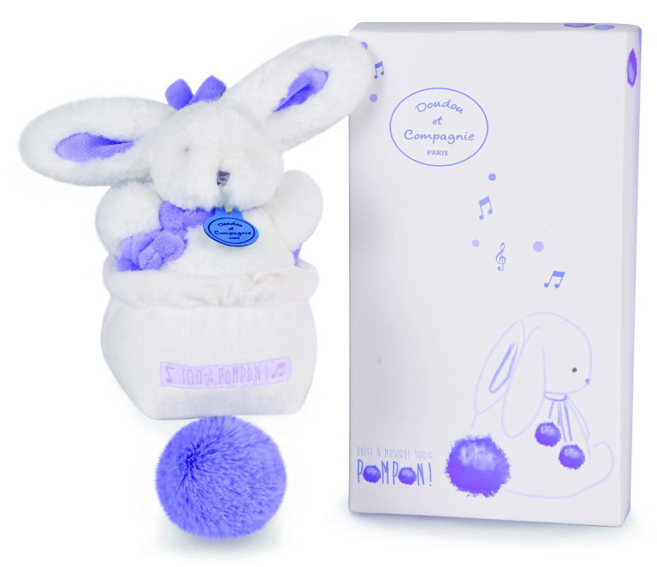  rabbit pompon musical box lavander purple white 